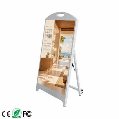 Qualität  Outdoor LED Poster Display 3X3 P2.5 4500nits IP65 Battery Powered Digital A-Board Sign Fabrik