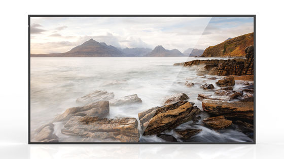 55 65 Zoll Innenraum Hohe Helligkeit Decke Hängende Werbung Einseitige digitale Beschilderung Fenster LCD-Bildschirm