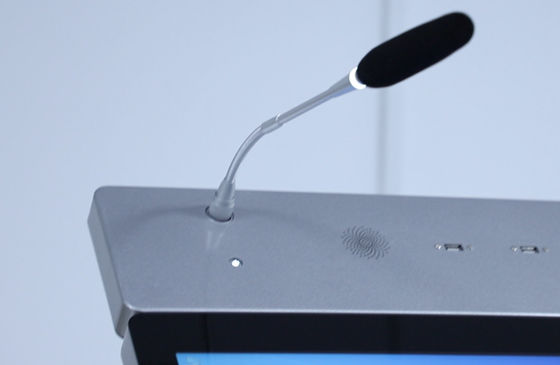 27 Zoll Computer Podium Lectern, Digital Podium Stand mit Lautsprecher und Mikrofon