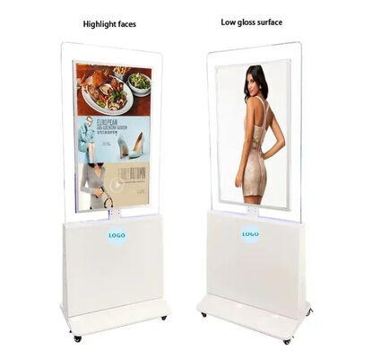 55 Zoll QLED Glas Digital Signage mit 350 Cd/m2 Helligkeit Doppelseitiges Bodenbildschirm