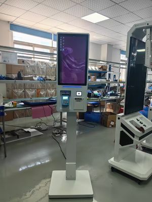 Floor Stand Touch Kiosk Android Windows 15.6 21.5 32 Zoll Selbstbedienung Zahlung Kiosk mit thermischem Drucker QR-Code Scanner