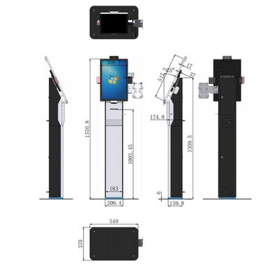 21.5-Zoll-Selbstbedienungs-Bestellkiosk mit 10-Punkte-Kapazität-Touch- und Barcode-Scanner für Retail-Apotheke-POS