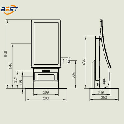 21.5-Zoll-Selbstbedienungs-Bestellkiosk mit 10-Punkte-Kapazität-Touch und Intel Core I3-POS-System