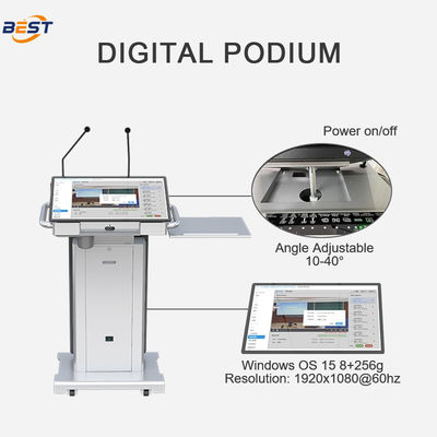 150mm Max Lifting Height Smart Podium mit 10-40° verstellbarem Bildschirmbereich und optional 32 Zoll Smart Kiosk Screen