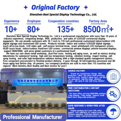 Außen-LCD-Display mit 16:9 Bildverhältnis 50000 Stunden Lebensdauer und 3840X2160 Auflösung Digital Signage