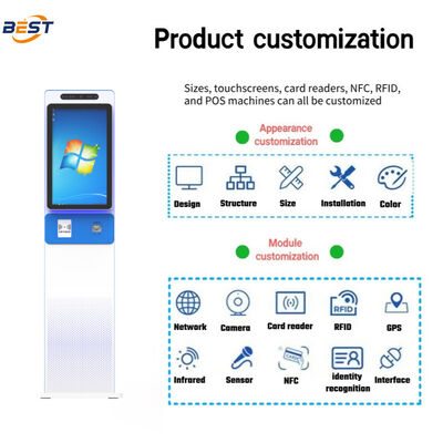 21,5/27-Zoll-Selbstbedienungskiosk mit Android/Windows-Betriebssystem und kapazitivem 10-Punkt-Touchscreen