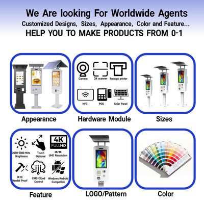 Außen-Selbstbestellkiosk mit IP65-Wasserdichte Intel Core i3 / i5 / i7 Prozessoren und 10-Punkte-Kapazität Touch