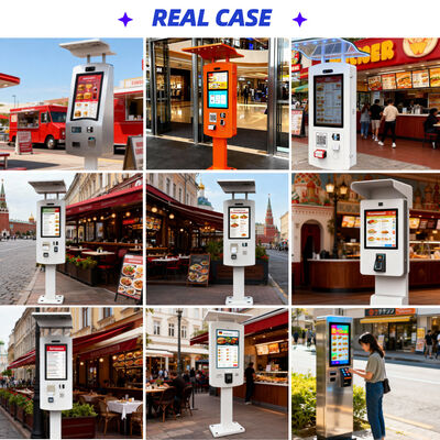 IP65 wasserdichter Outdoor-Touchscreen-Kiosk mit 21,5" HD-Display und 10-Punkt-Kapazitiv-Touch für Selbstbestellung