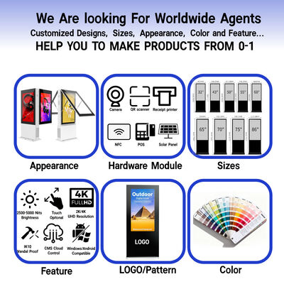 Doppelseitiges Outdoor-LCD-Digital Signage mit 10-Punkte-Kapazität-Touch und 2*5W-Lautsprecher für interaktive Displays