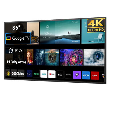 Wasserdichter Outdoor-Fernseher mit Google TV und 1500–3000 Nits sonnenlichtlesbarem Bildschirm, IP55/IP66-zertifiziert