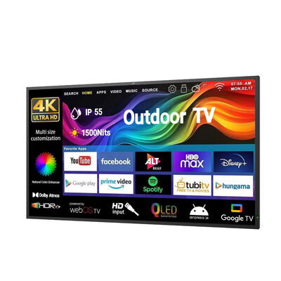 Outdoor-TV, wasserdicht, IP66, 4K UHD, kommerzielles Display mit hoher Helligkeit