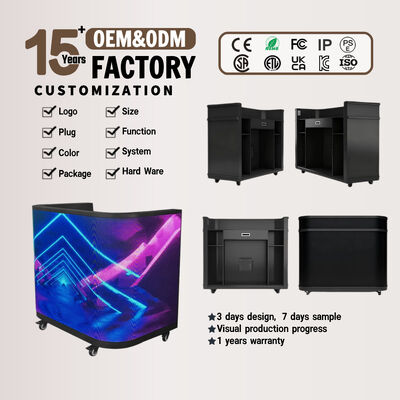 Gekrümmter anpassbarer GOB LED Empfangstresen mit verstellbarer Höhe für Unternehmen