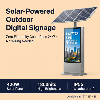 Solarbetriebene LED Werbeanzeige mit 1500-2000nit Sonnenlichtlesbarkeit, LiFePO4-Batterie und IP55-Schutz