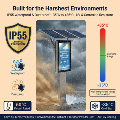 Solarbetriebenes LED-Werbedisplay | 1500–2000 nit Sonnenlicht lesbar