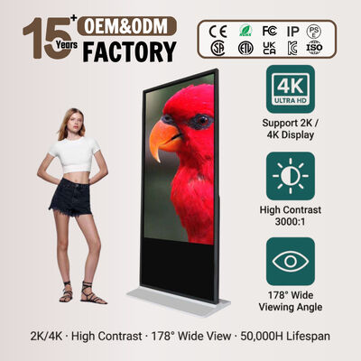 Bodenstehendes LCD-Digital Signage für den Innenbereich | 4K-Touchscreen-Kiosk