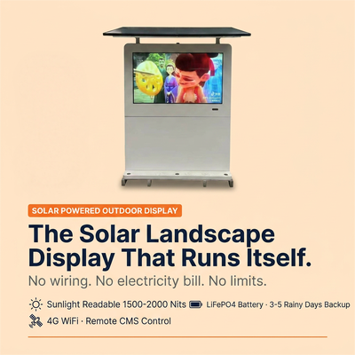 Solarbetriebene digitale Werbetafel für den Außenbereich | 2000 Nits | Off-Grid