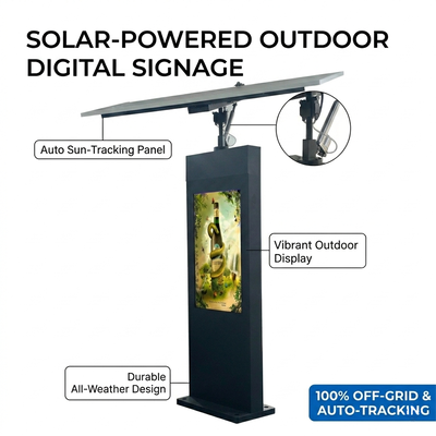 Solar Tracking Digital Signage | Automatische Sonnenverfolgung | IP65 | Off-Grid