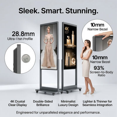 Ultra-Dünn 28,8mm Doppelseitiges Digitaldisplay mit 178° Blickwinkel und 3500 Nits Helligkeit