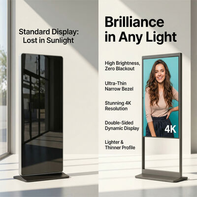 Ultra-Dünn 28,8mm Doppelseitiges Digitaldisplay mit 178° Blickwinkel und 3500 Nits Helligkeit