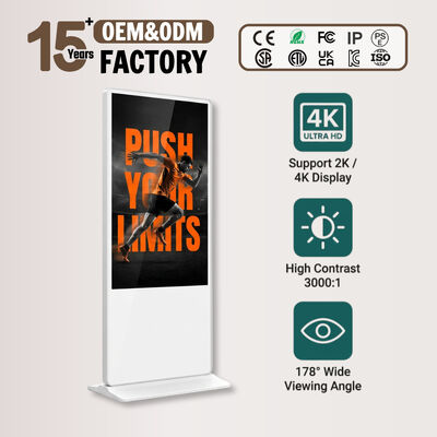 55 Zoll Indoor LCD Digital Signage Touchscreen Totem Kiosk mit Android OS 500 Cd/m2 Helligkeit