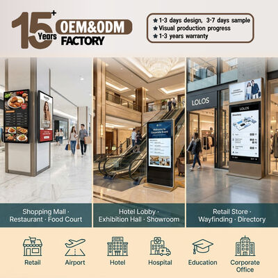 55 Zoll Indoor LCD Digital Signage Touchscreen Totem Kiosk mit Android OS 500 Cd/m2 Helligkeit