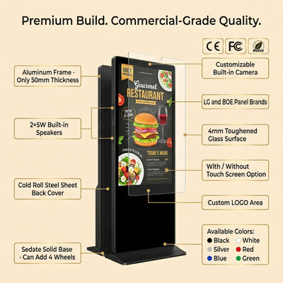 55 Zoll Indoor LCD Digital Signage Touchscreen Totem Kiosk mit Android OS 500 Cd/m2 Helligkeit