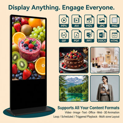 55 Zoll Indoor LCD Digital Signage Touchscreen Totem Kiosk mit Android OS 500 Cd/m2 Helligkeit