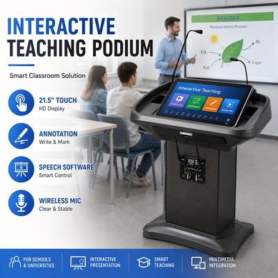 Konferenz Digital Podium 21,5 Zoll Touch Display drahtloser Halsband Mikrofon Aktiver Lautsprecher Multimedia-Vorlesung