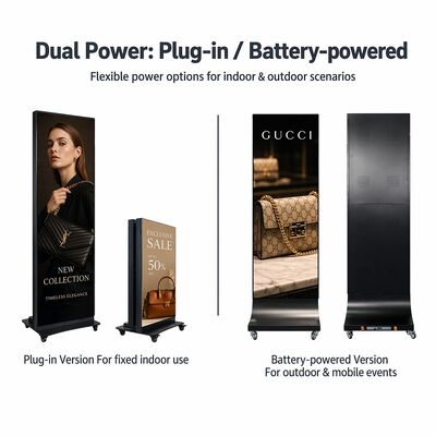 P1.53 Portable Foldable LED Poster Display Pitch Indoor 640x1920mm Aluminiumlegierte Stehbank