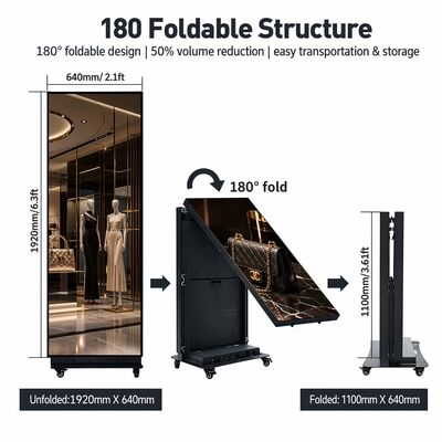 P1.86 Portable Foldable LED Poster Display Premium 640x1920mm Aluminiumlegierung Stehen