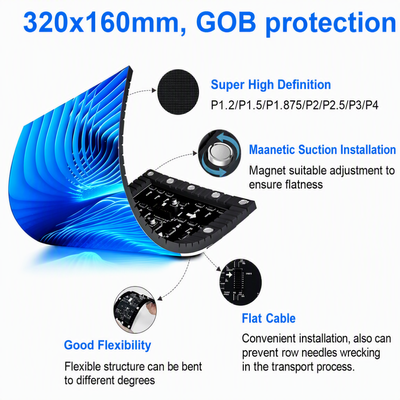GOB LED-Rednerpult-Display P1.8 IP43 gebogenes flexibles Panel 3840 Hz Plug-Play für Pressekonferenz-Vorlesungssaal