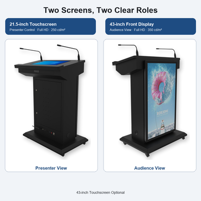 Standfläche Digital Lectern 43 Zoll Front Display 21,5 Zoll Touchscreen für Trainingsräume