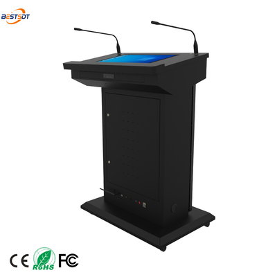 43-Zoll-Display 21,5-Zoll-Touchscreen X86 Smart Digital Podium mit zwei Schwanenhalsmikrofonen
