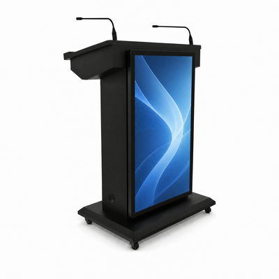 43-Zoll-Display 21,5-Zoll-Touchscreen X86 Smart Digital Podium mit zwei Schwanenhalsmikrofonen