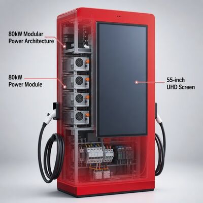 80kW DC Schnellladestation CCS1 CCS2 Outdoor LCD Werbedisplay OCPP 1.6J 150-1000V