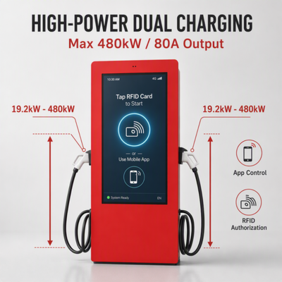 19,2kW AC Level 2 EV-Ladegerät SAE J1772 Außen-LCD-Werbedisplay OCPP 1.6J 80A US-Standard