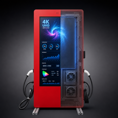 19,2kW AC Level 2 EV-Ladegerät SAE J1772 Außen-LCD-Werbedisplay OCPP 1.6J 80A US-Standard