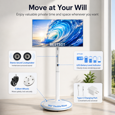 32 Zoll Android 13 Akkubetriebener mobiler Smart Screen Touch Digital Signage 4K IPS 8GB 128GB