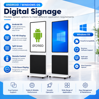 360 Grad drehbarer Standflächen-Digitalschild 43 50 55 65 Zoll 4K Android Windows Touchscreen