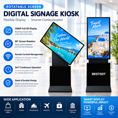 360 Grad drehbarer Standflächen-Digitalschild 43 50 55 65 Zoll 4K Android Windows Touchscreen