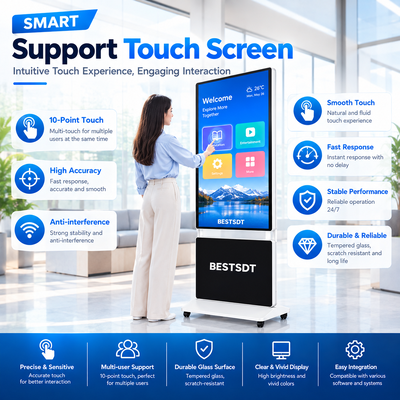360 Grad drehbarer Standflächen-Digitalschild 43 50 55 65 Zoll 4K Android Windows Touchscreen