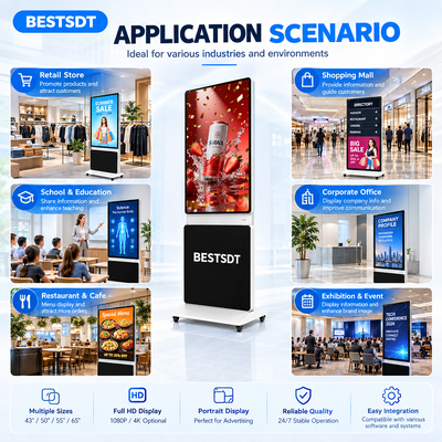 360 Grad drehbarer Standflächen-Digitalschild 43 50 55 65 Zoll 4K Android Windows Touchscreen