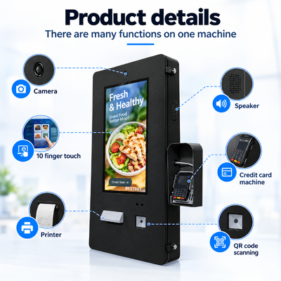 21.5 Zoll Außen Wand montiert Selbstbedienung Bestellkiosk IP65 wasserdicht Touchscreen für Restaurants Menü bestellen