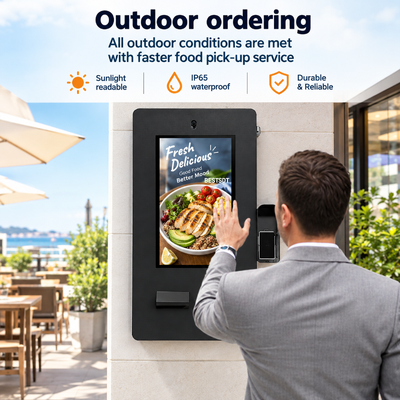 21,5 Zoll IP65 Outdoor Wandmontierter Self-Service-Bestellkiosk, wasserdichte Touchscreen-Maschine