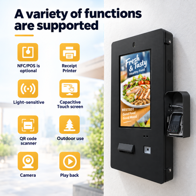 21,5 Zoll IP65 Outdoor Wandmontierter Self-Service-Bestellkiosk, wasserdichte Touchscreen-Maschine