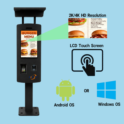 Outdoor Restaurant Self Ordering Kiosk 32 Zoll IP65 2500nits Standalone für Terrassendining