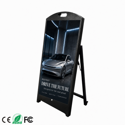 Tragbares, batteriebetriebenes LED-Posterdisplay, 10 Stunden Laufzeit, 4500 Nits, IP65-Außenschild