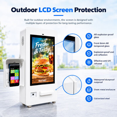 Outdoor LCD Self-Service Ordering Kiosk Automatic Brightness 178 Degree IPS Touch Screen