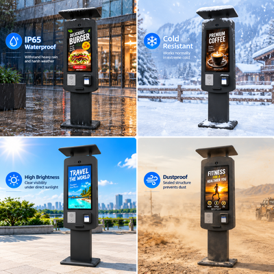 Commercial Freestanding Restaurant Food Ordering Terminal Custom Outdoor Self Ordering Kiosk for QSR Food Courts Cafes