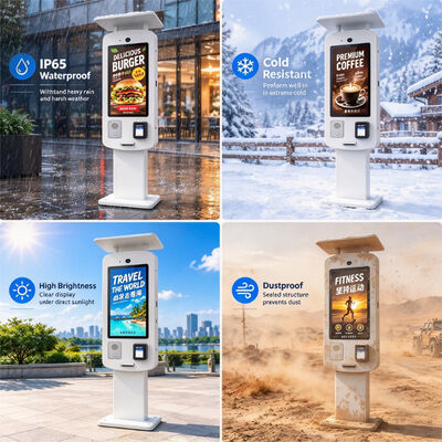 43 Inch IP65 Outdoor Self Ordering Kiosk Floor Standing 2500 Nits Touch Screen Terminal for Drive Thru Restaurant